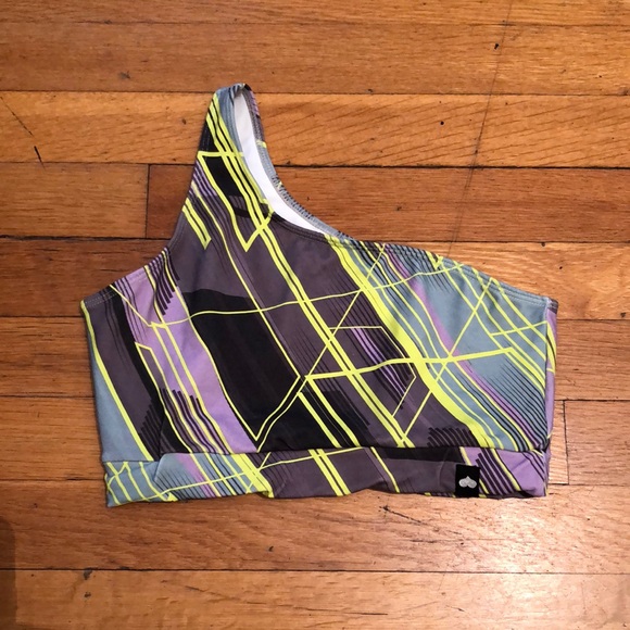 Booty By Brabants Electric Laser One Shoulder Sports Bra, OSFM - Picture 3 of 10